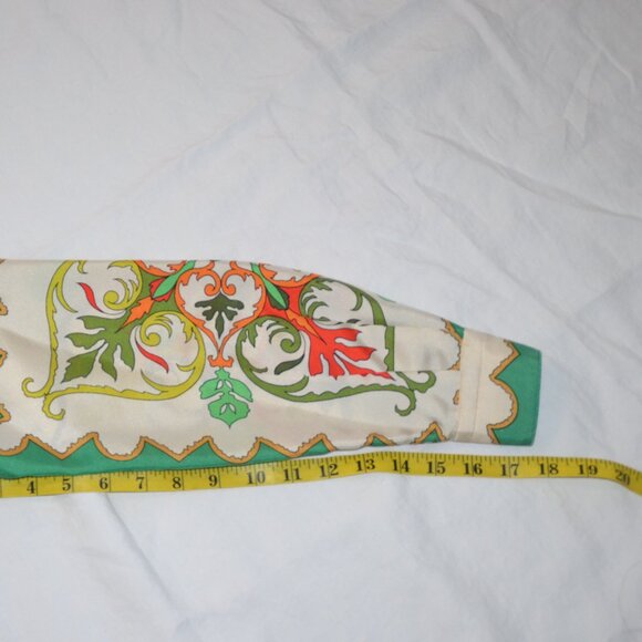 Vintage 1960s Emilio Pucci 100% Silk Blouse Green Orange Size 10 -XS SMALL/SMALL - Picture 12 of 15